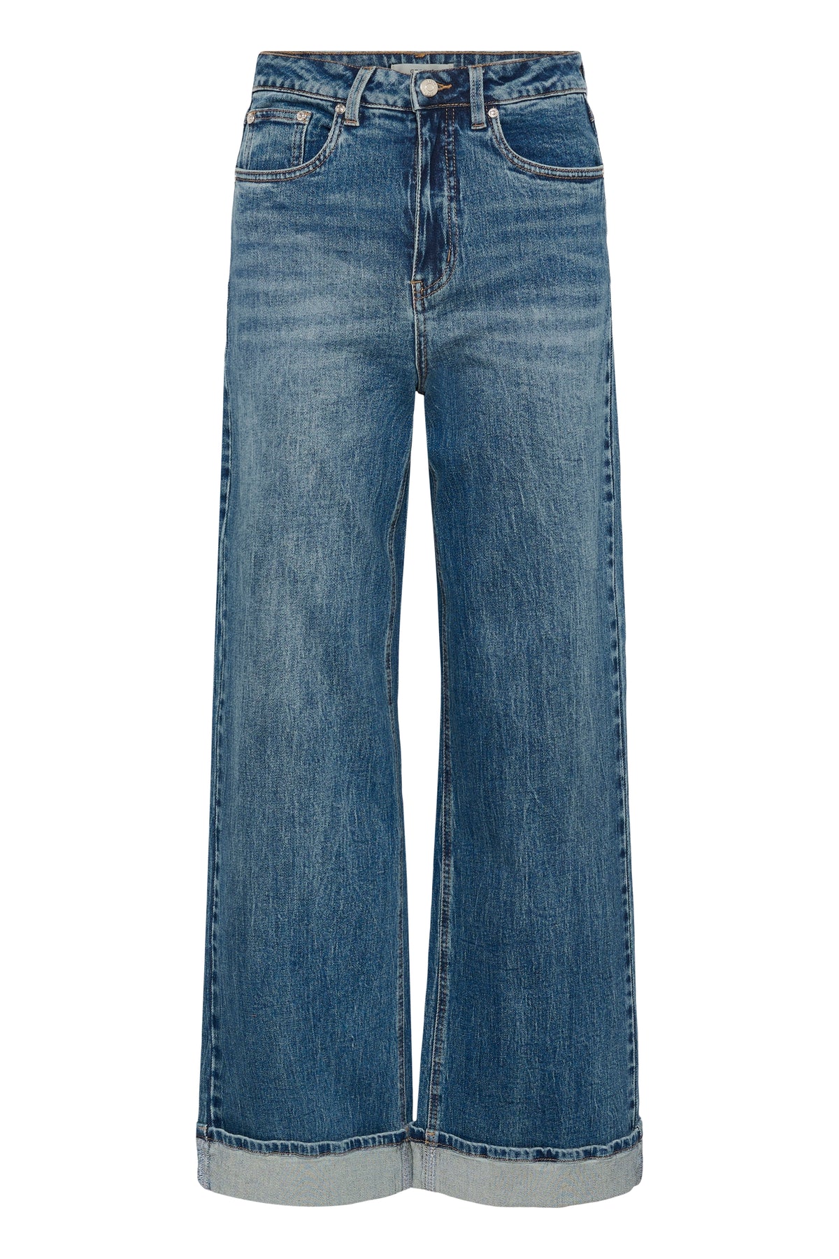Sara HW Wide Jeans Washed Mid Blue Gestuz