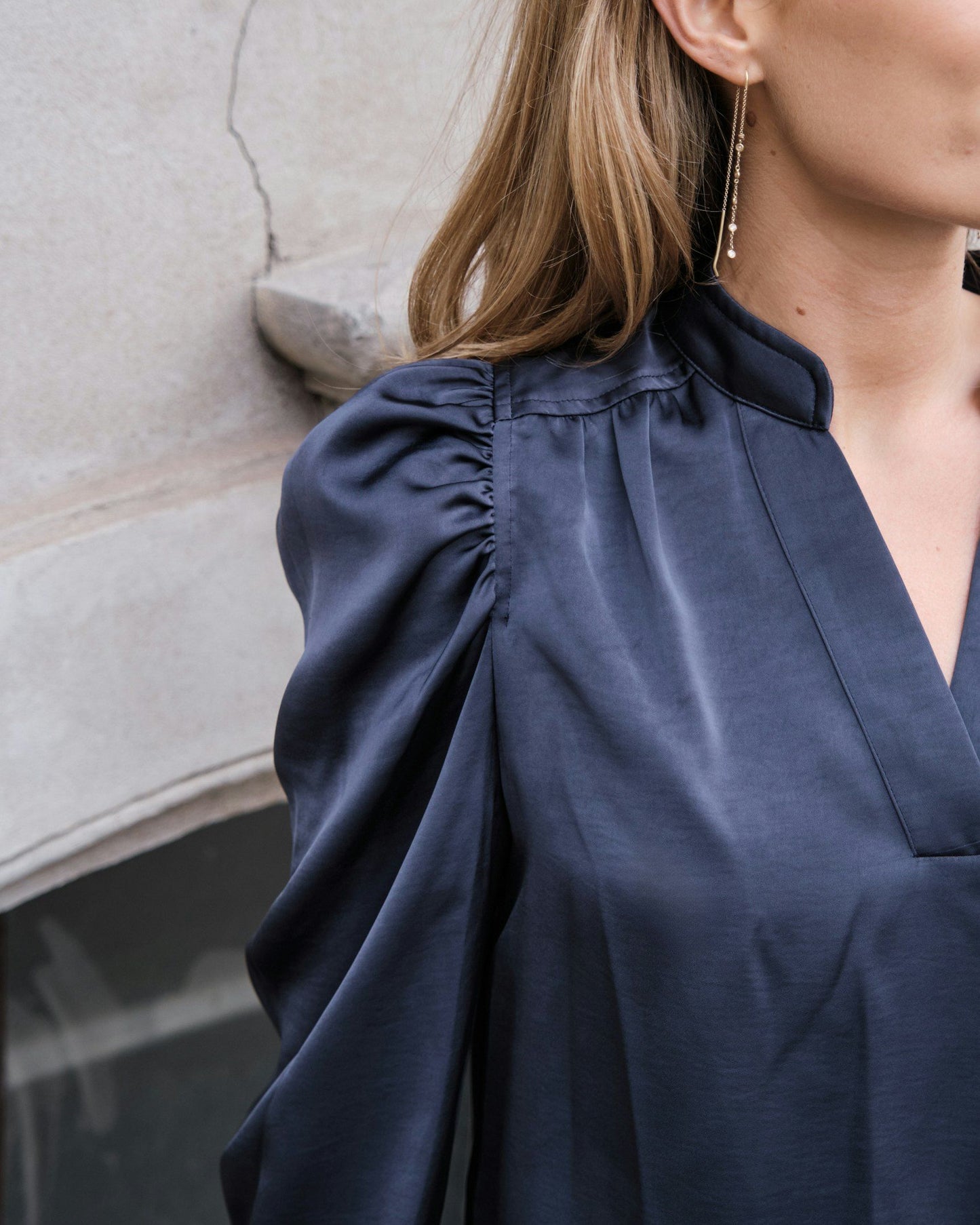 Rosslyn Heavy Sateen Blouse Midnight Blue Neo Noir