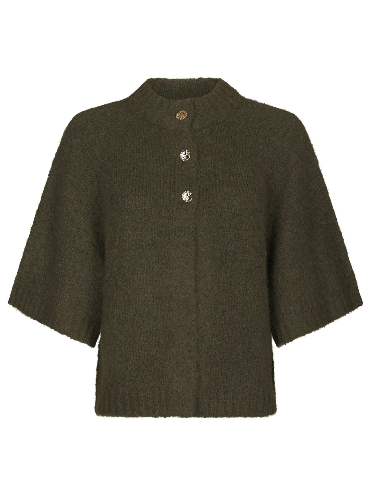 Benuta Fluffy Knit Cardigan Army Neo Noir