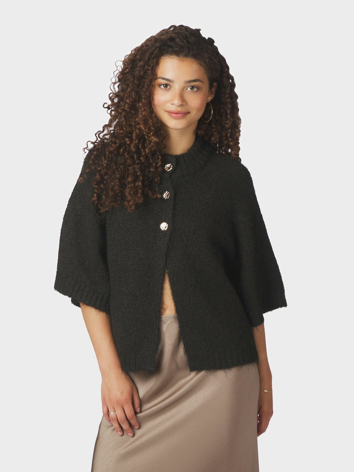 Benuta Fluffy Knit Cardigan Dark Brown Neo Noir