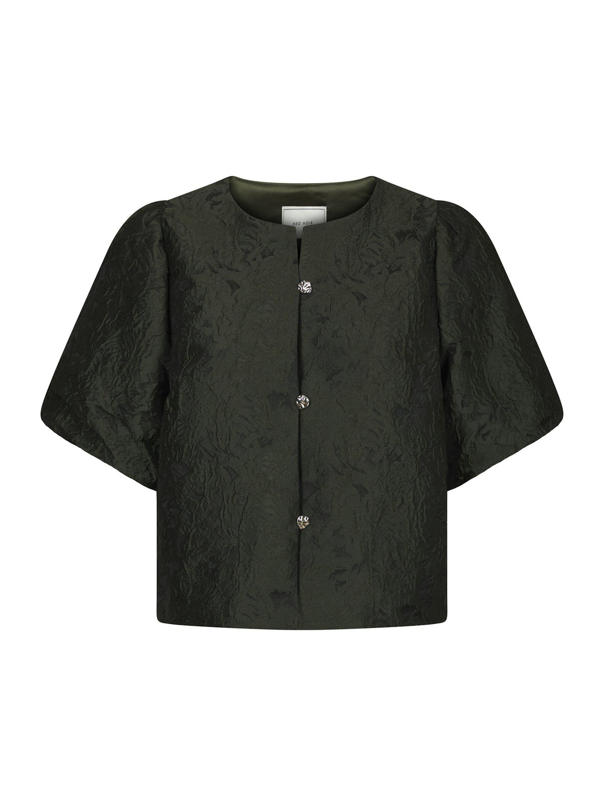 Aisa Brocade Blouse Dark Green Neo Noir