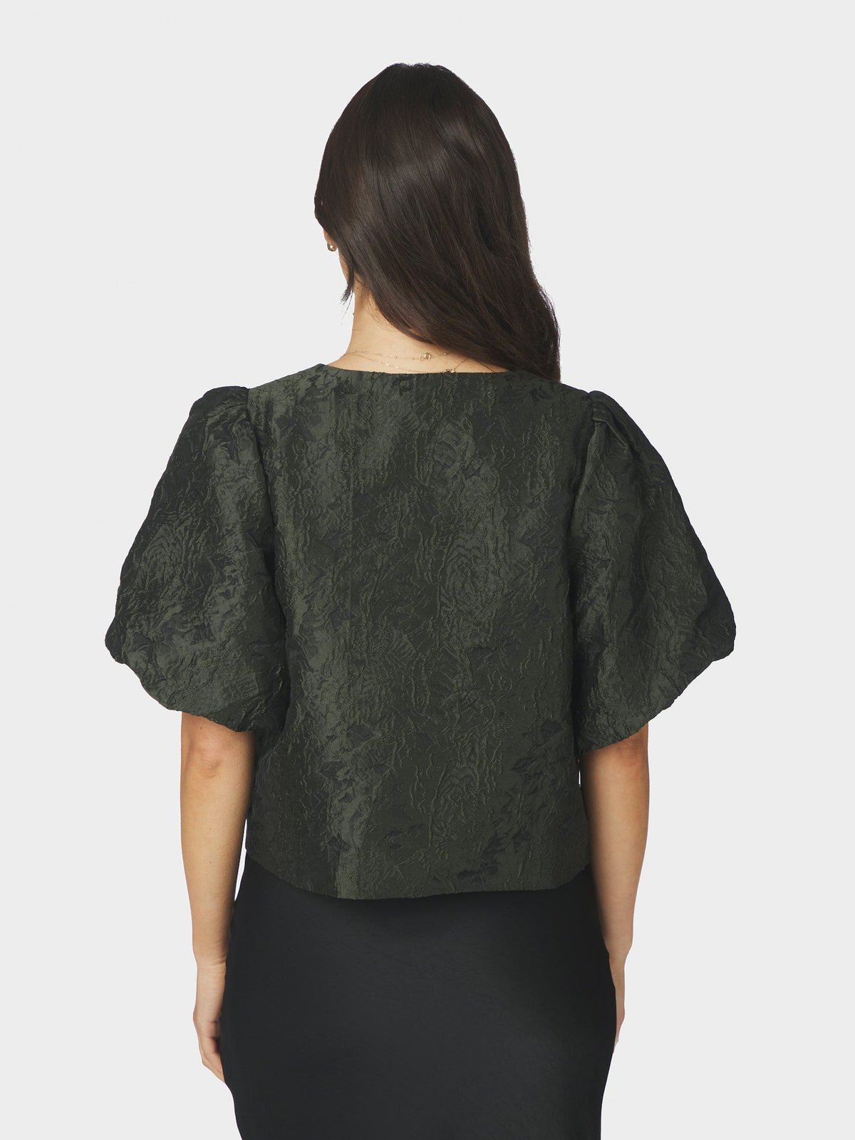 Aisa Brocade Blouse Dark Green Neo Noir