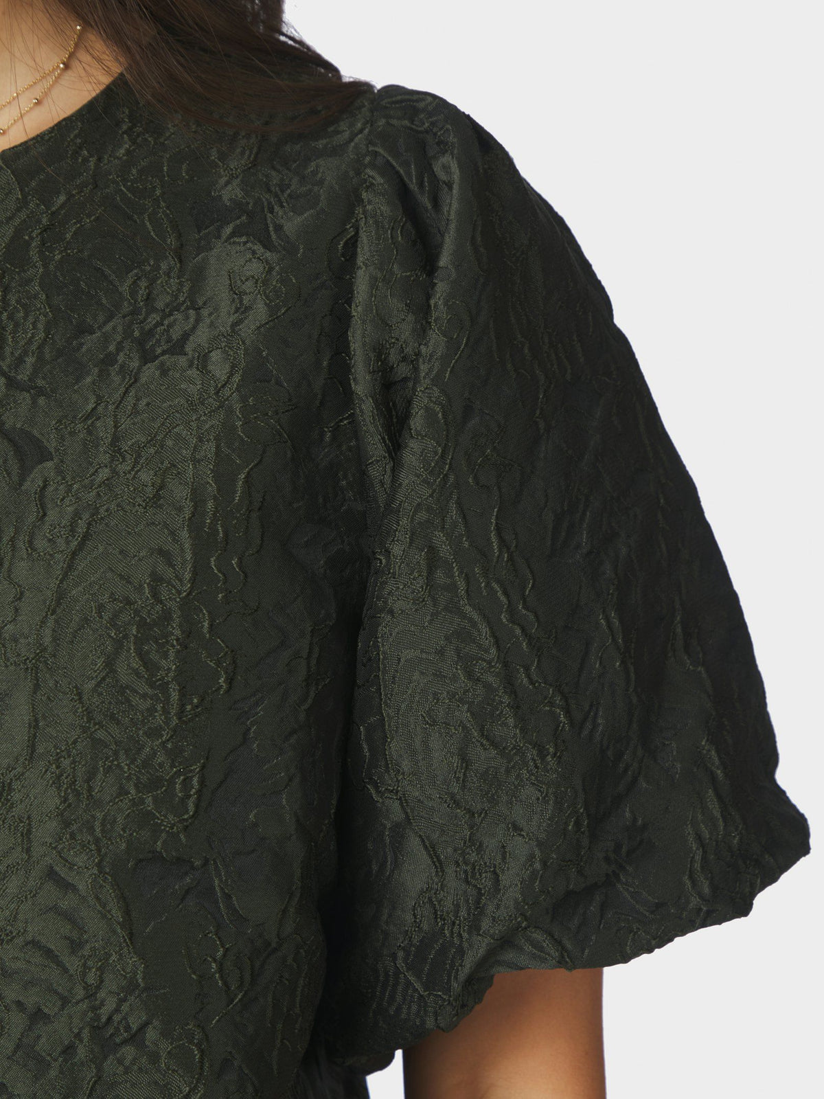 Aisa Brocade Blouse Dark Green Neo Noir