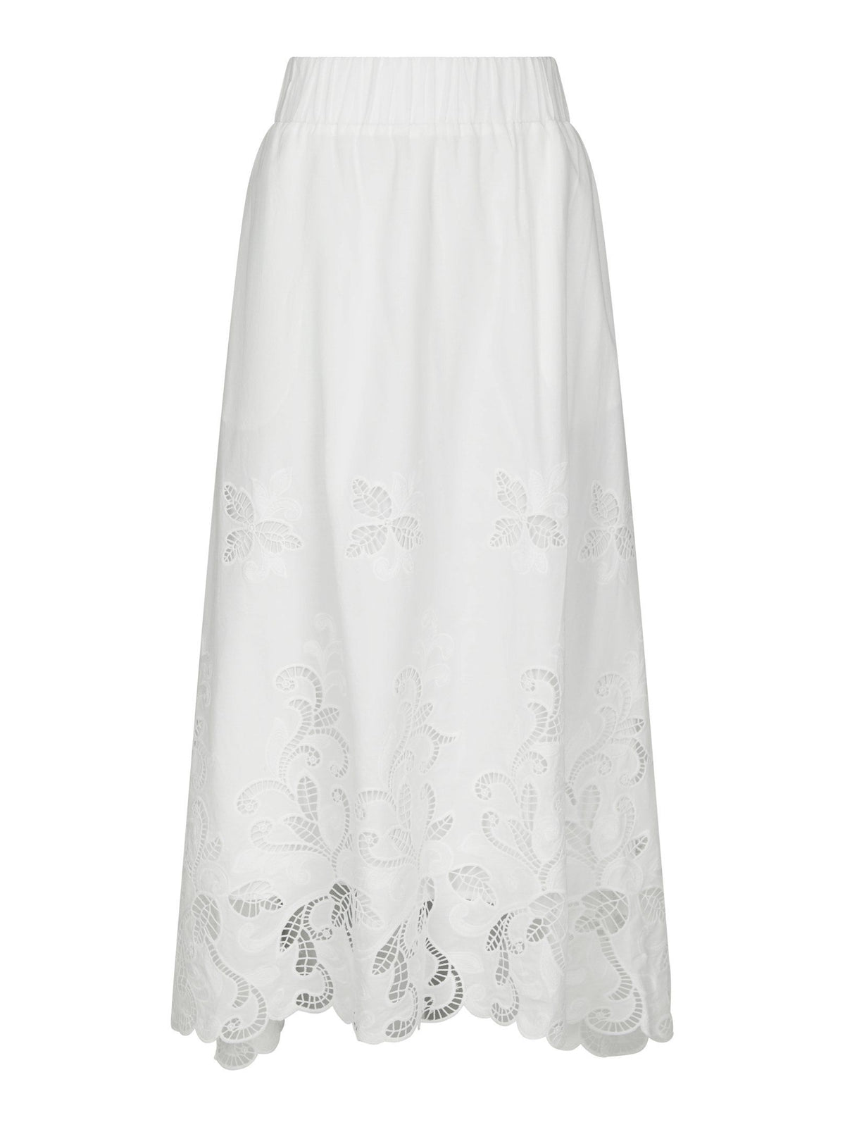 Yara Long Emb Skirt White Neo Noir