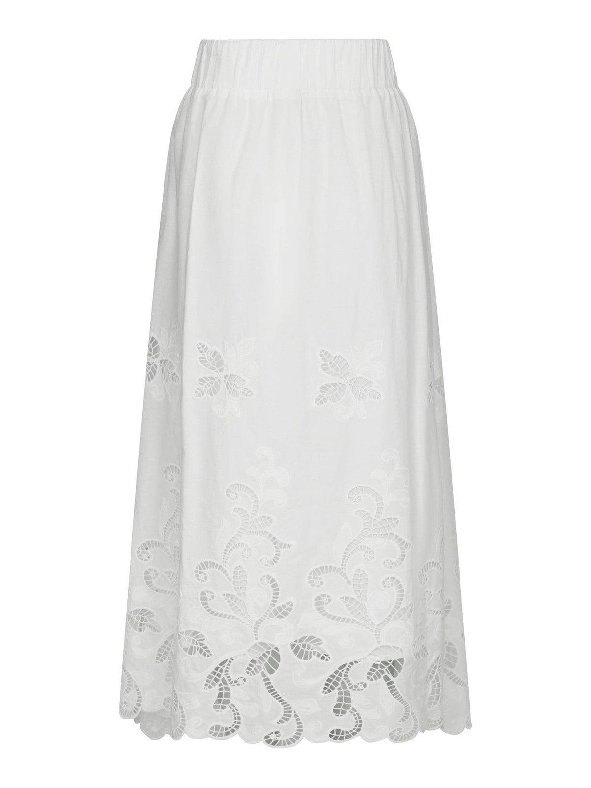 Yara Long Emb Skirt White Neo Noir
