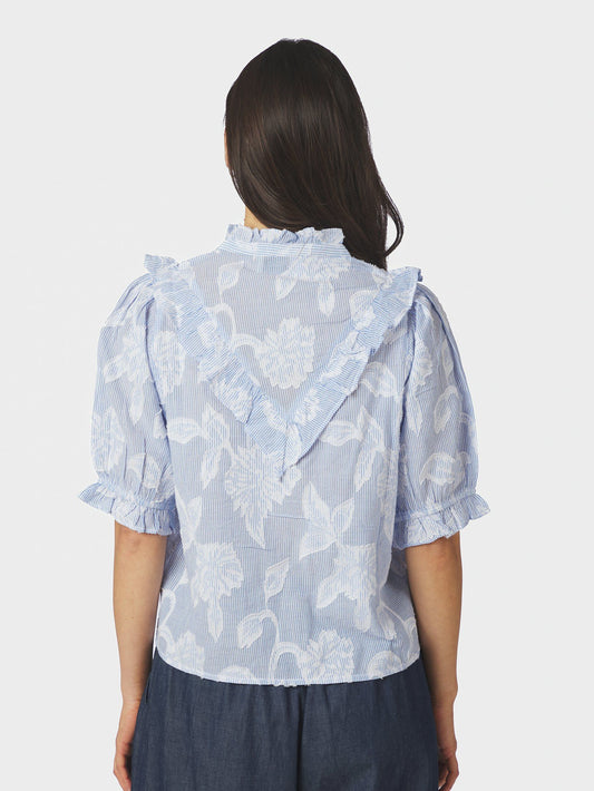 Manet Jacquard Blouse Light Blue Neo Noir