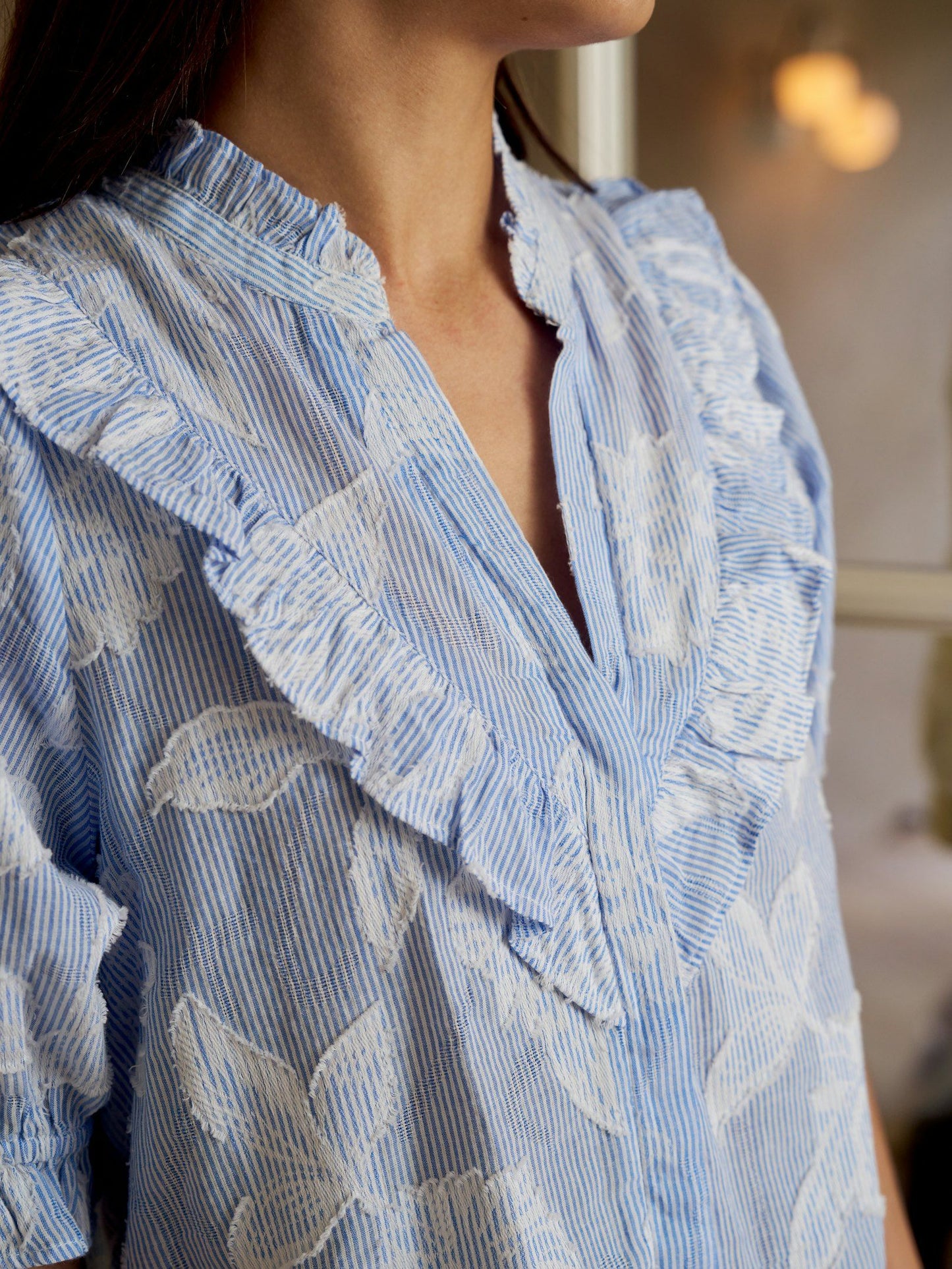 Manet Jacquard Blouse Light Blue Neo Noir