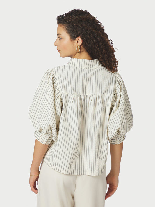Etta Slim Stripe Shirt Off White Neo Noir
