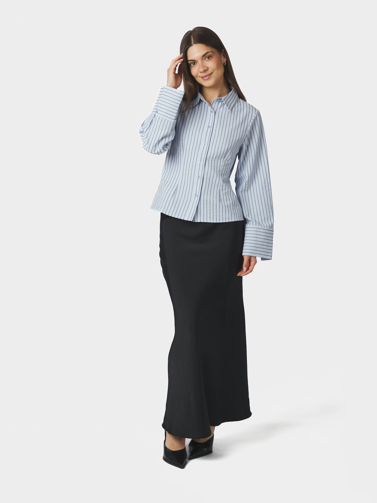 Rosa Striped Crepe Shirt Blue Neo Noir