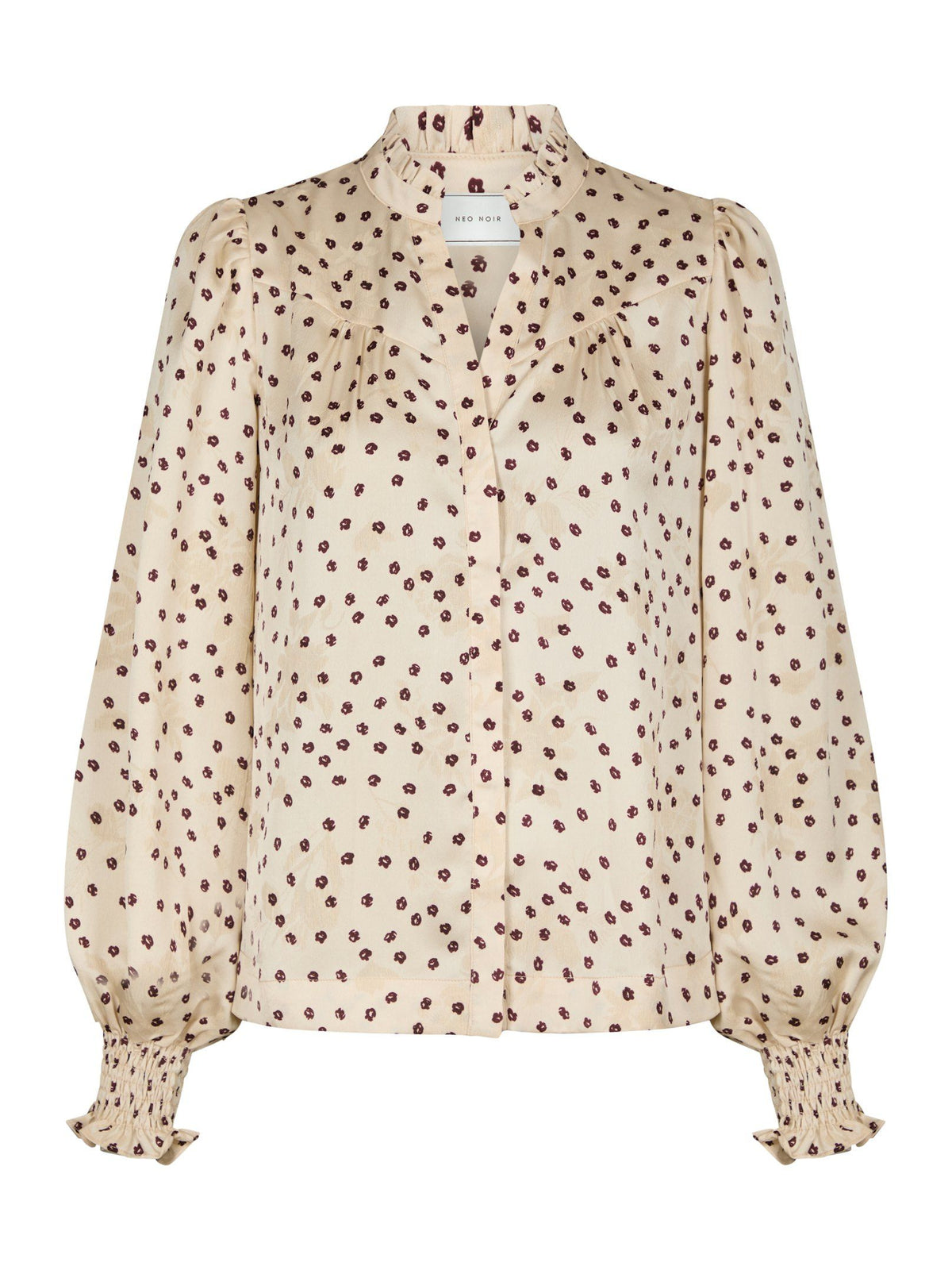 Astrida Flower Jacquard Blouse Creme Neo Noir