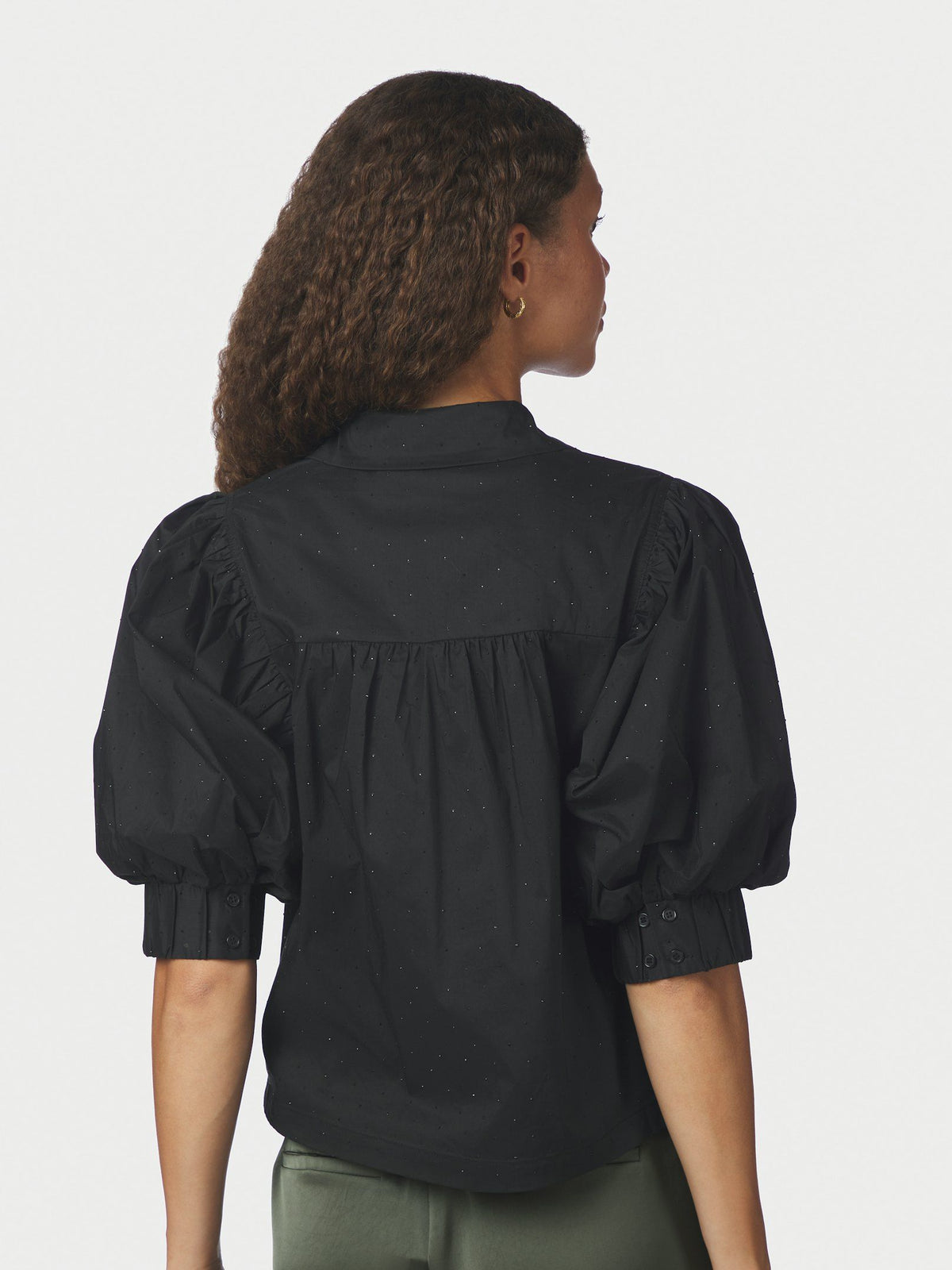 Etta Poplin Bedazz Shirt Black Neo Noir