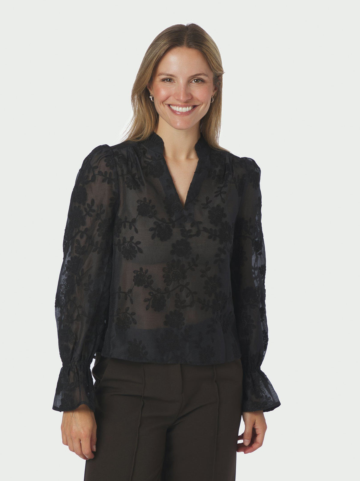 Amara Emb. Blouse Black Neo Noir