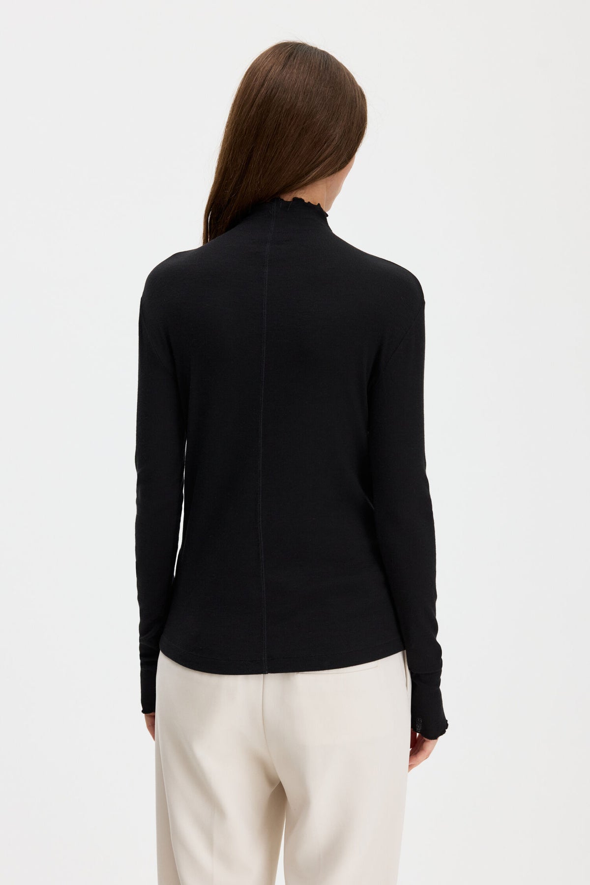 Rib Mock Neck Top Black Filippa K