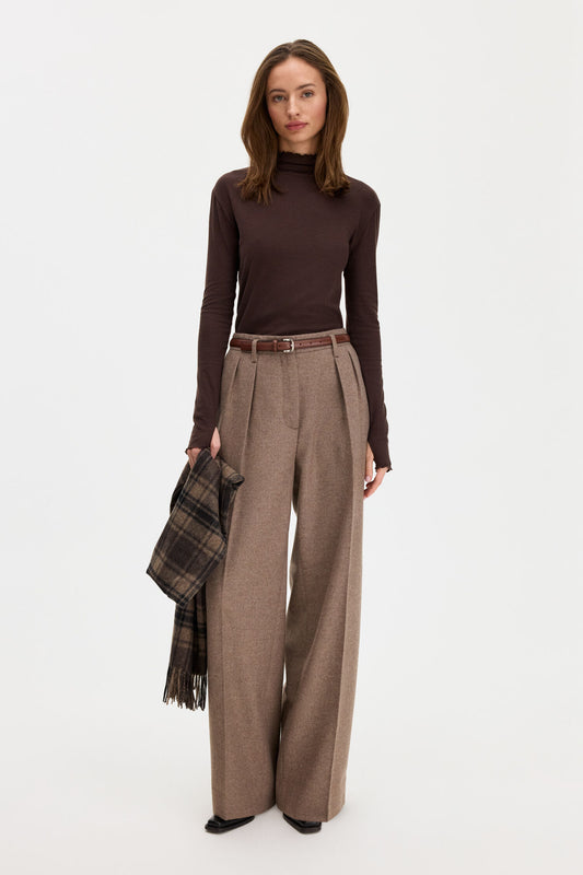 Rib Mock Neck Top Dark Chocolate Filippa K