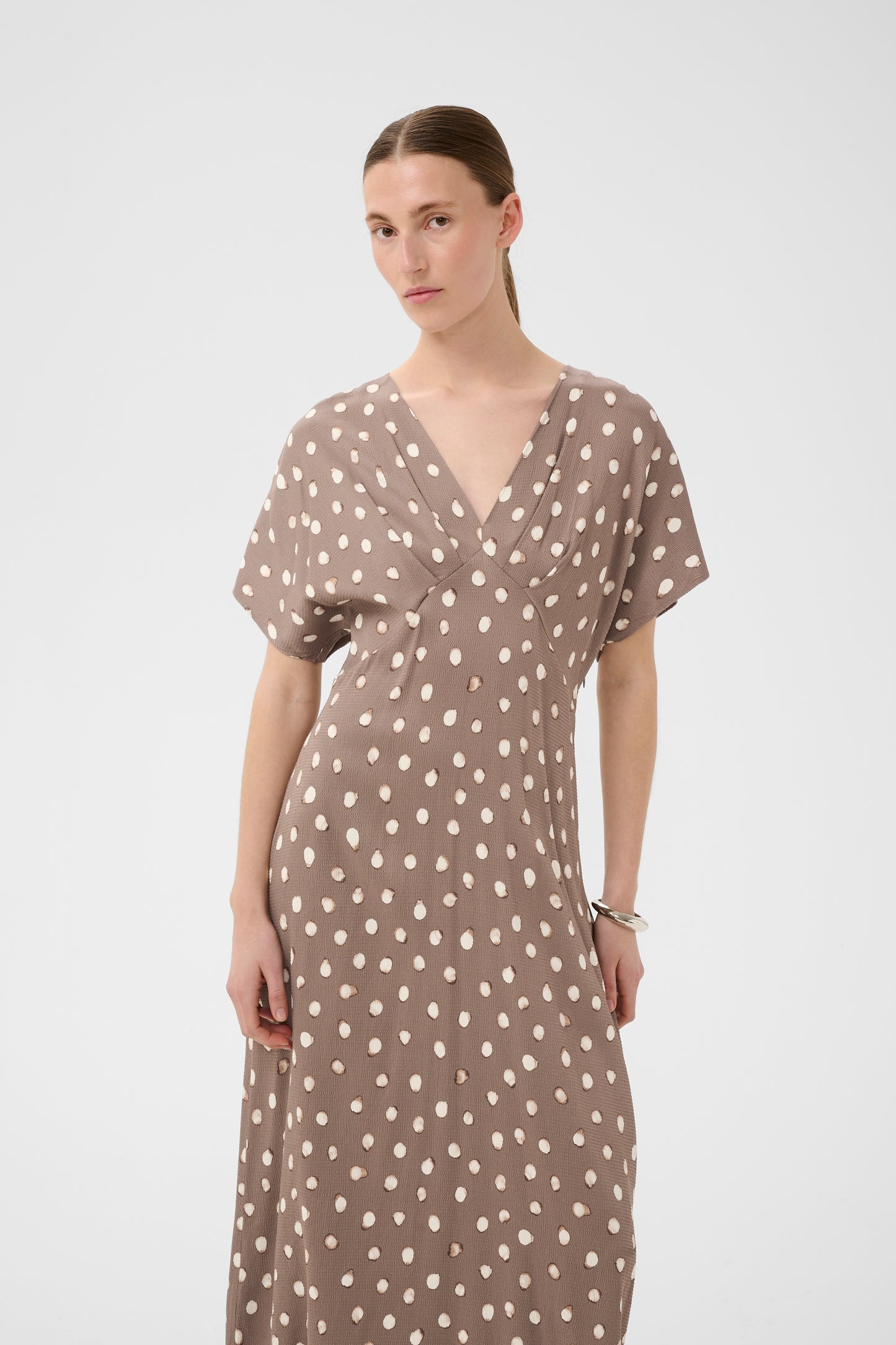 HenriIW Fitted Dress Brown Brush Dot InWear