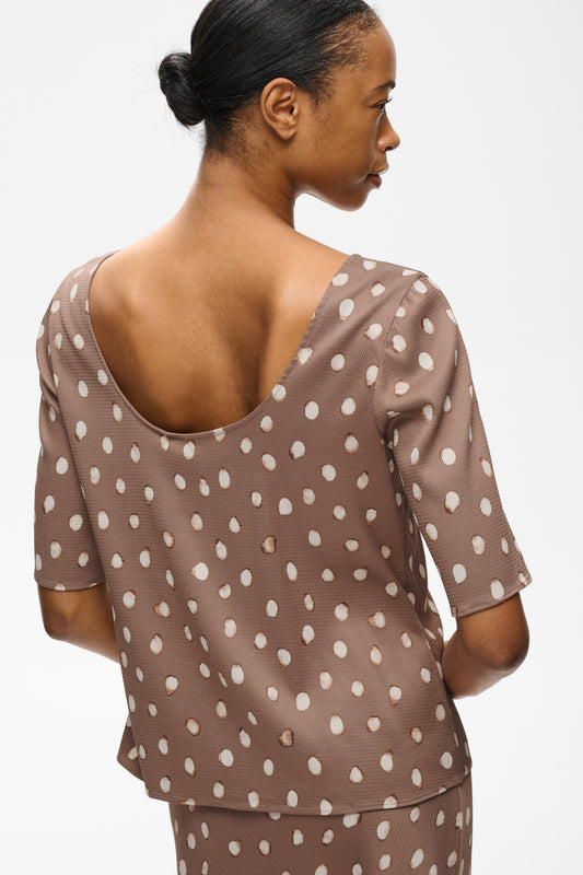 HenriIW Blouse Brown Brush Dot InWear