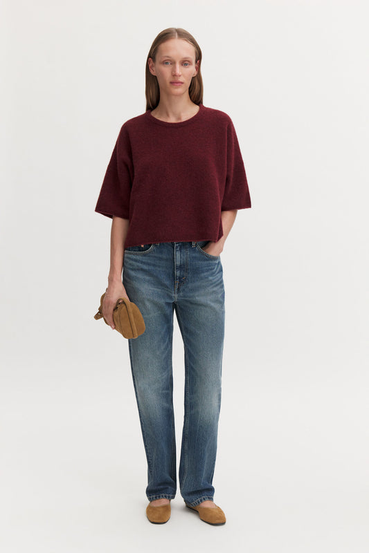 Wool Yak Tee Mahogany Red Filippa K