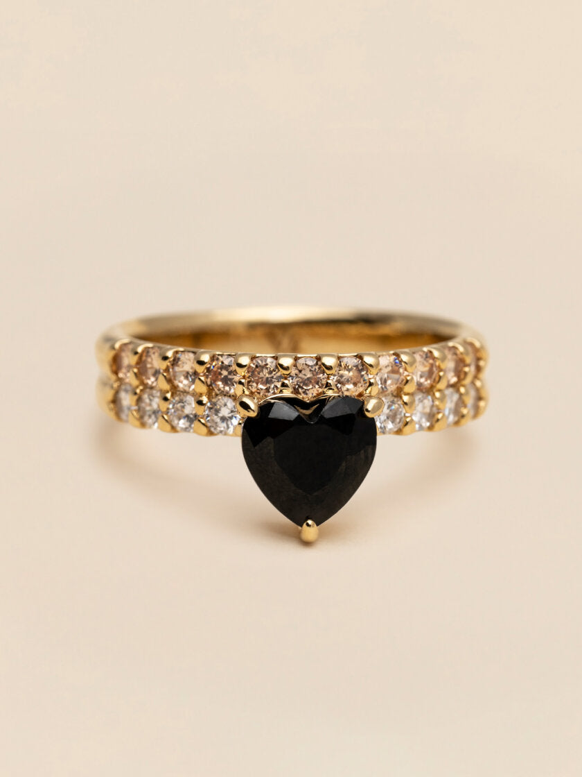 Venus Ring Noir/champagne Ylva Li