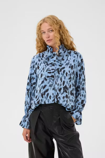 GracieIW Printed Blouse Blue Painted Dot InWear
