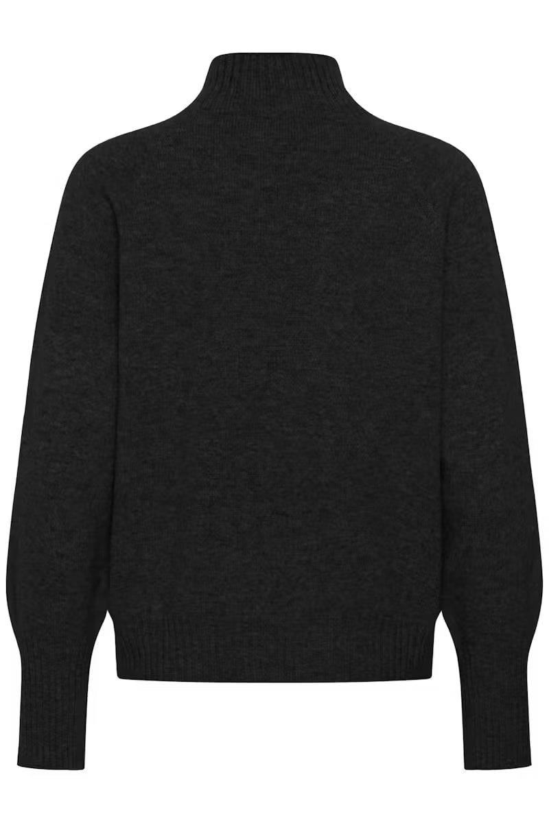 12 The Knit High Neck Dark Grey Melange My Essential Wardrobe