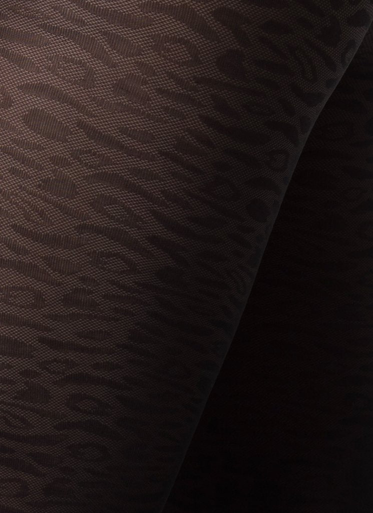 Emma Leopard Dark Brown Swedish Stockings