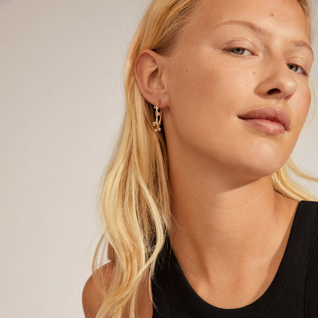 Harley Recycled Large Twirl Hoop Earrings Gold Pilgrim