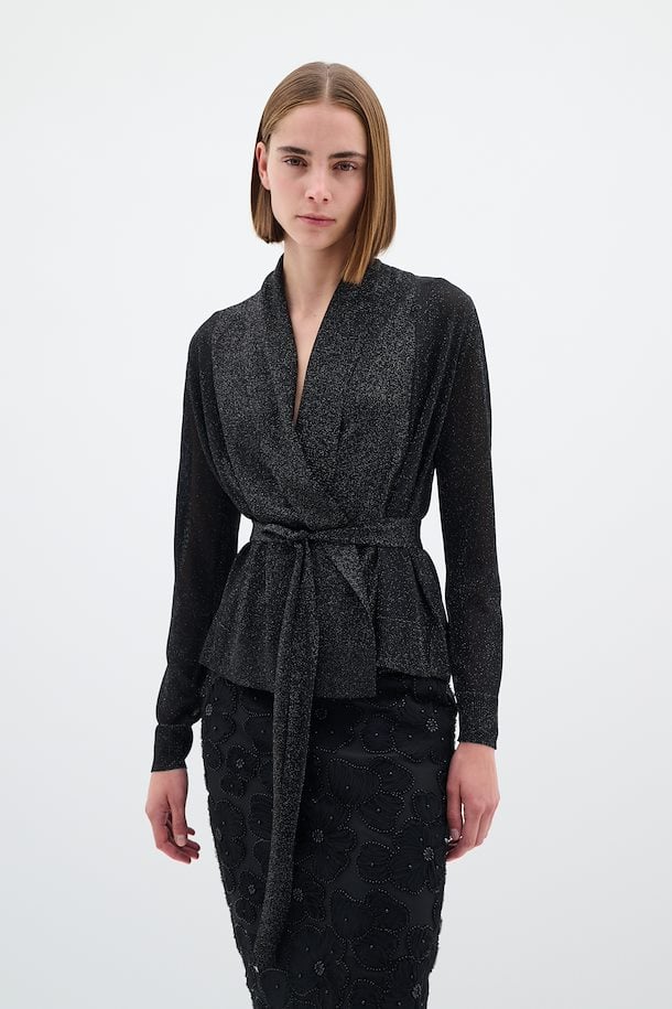 ThaniIW Short Cardigan Glitter Black InWear