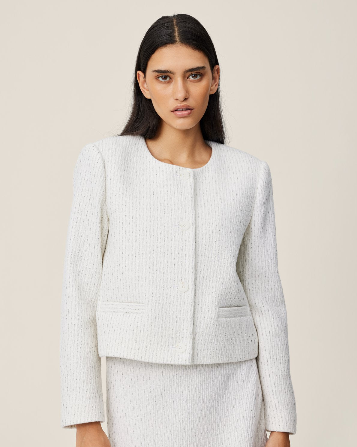 Nadialine Jacket White Melange MSCH