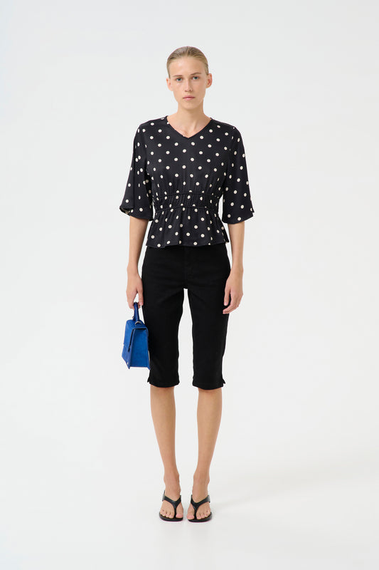 Dotta P Blouse Black with Egret Dots Gestuz