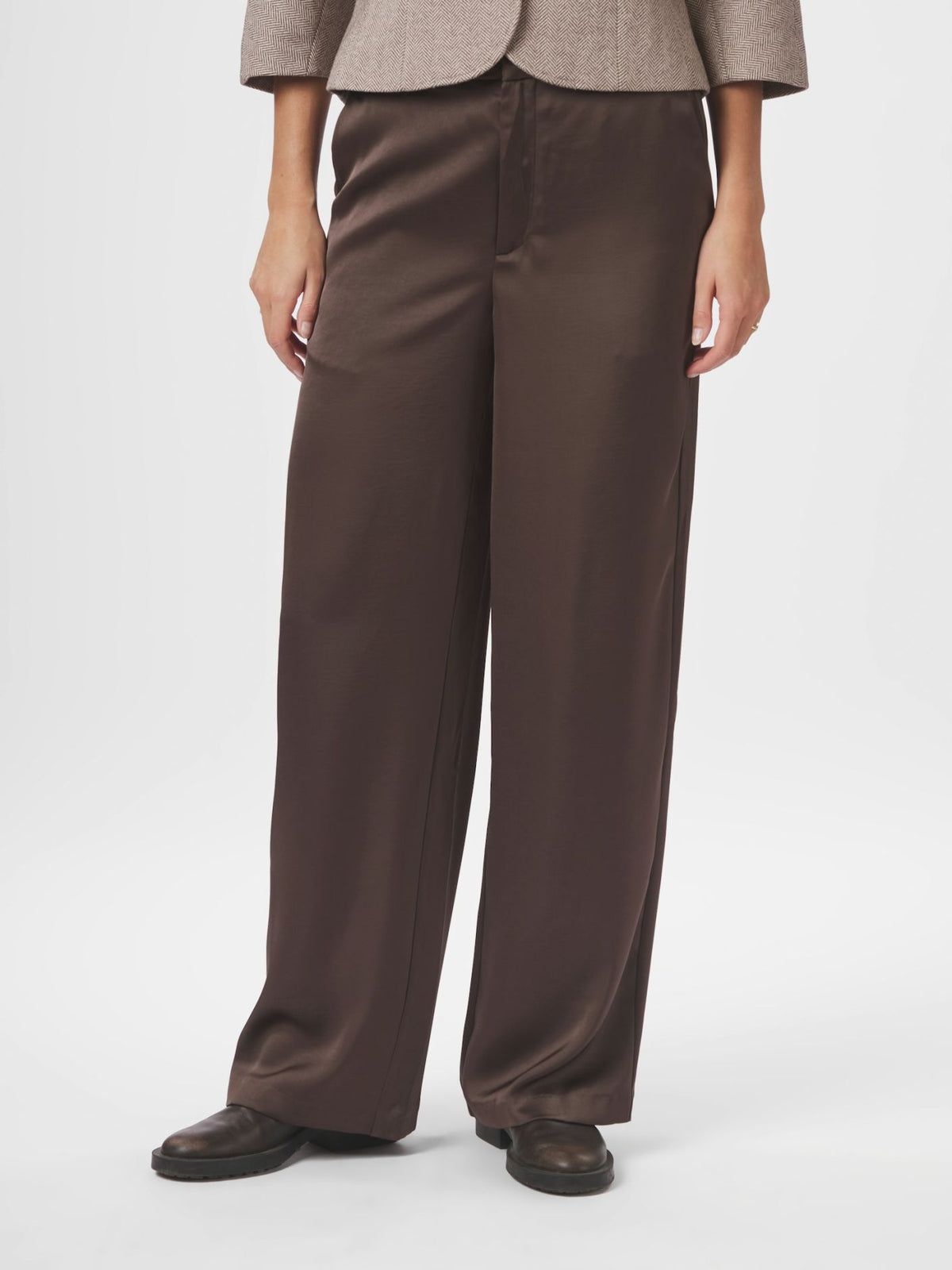 Emmett Heavy Sateen Pants Dark Brown Neo Noir