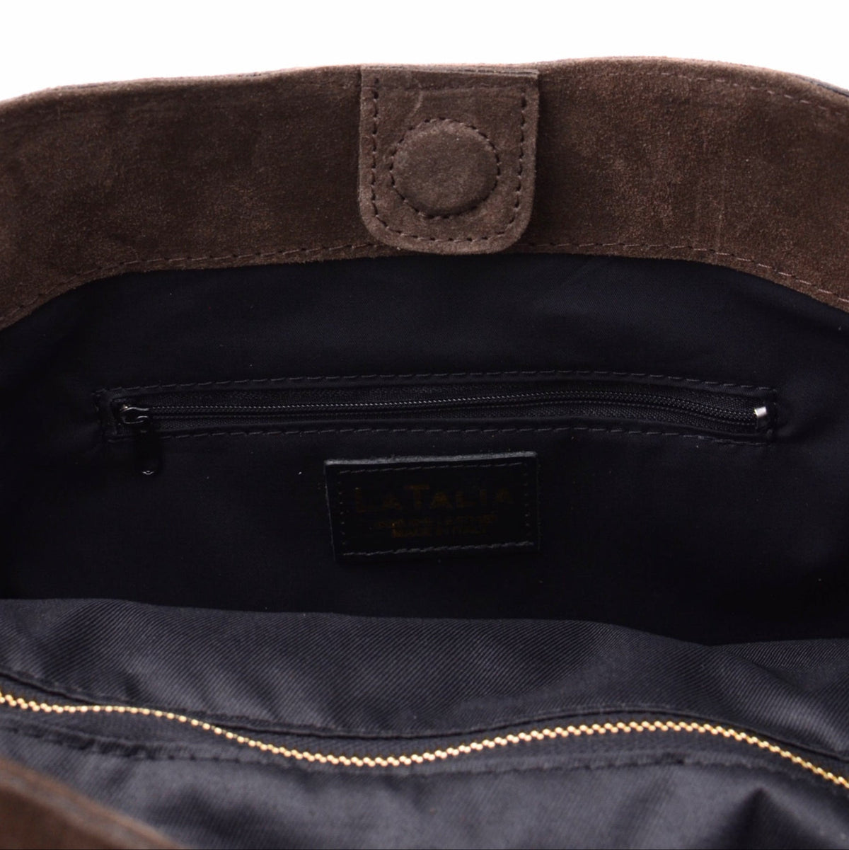 Florence XL Suede Leather Bag Dark Brown Latalia