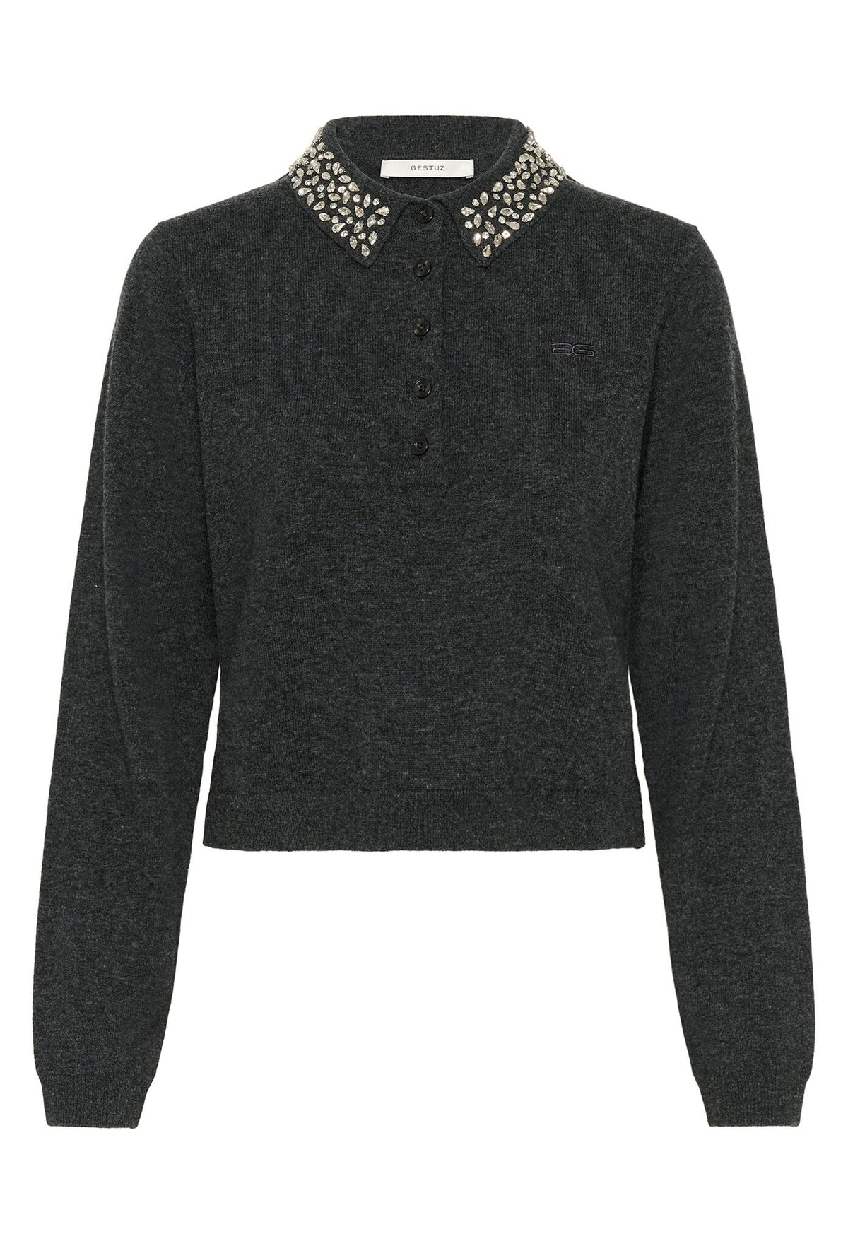 Manzi Deco Polo Pullover Deep Graphite Gestuz