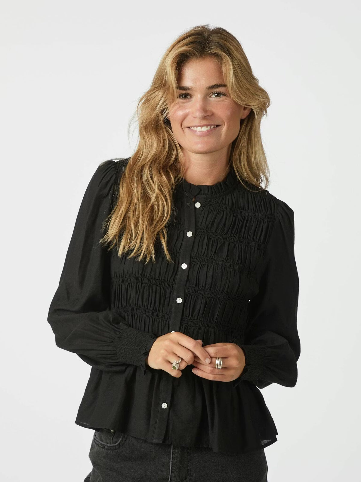 Mocca Smock Blouse Black Neo Noir