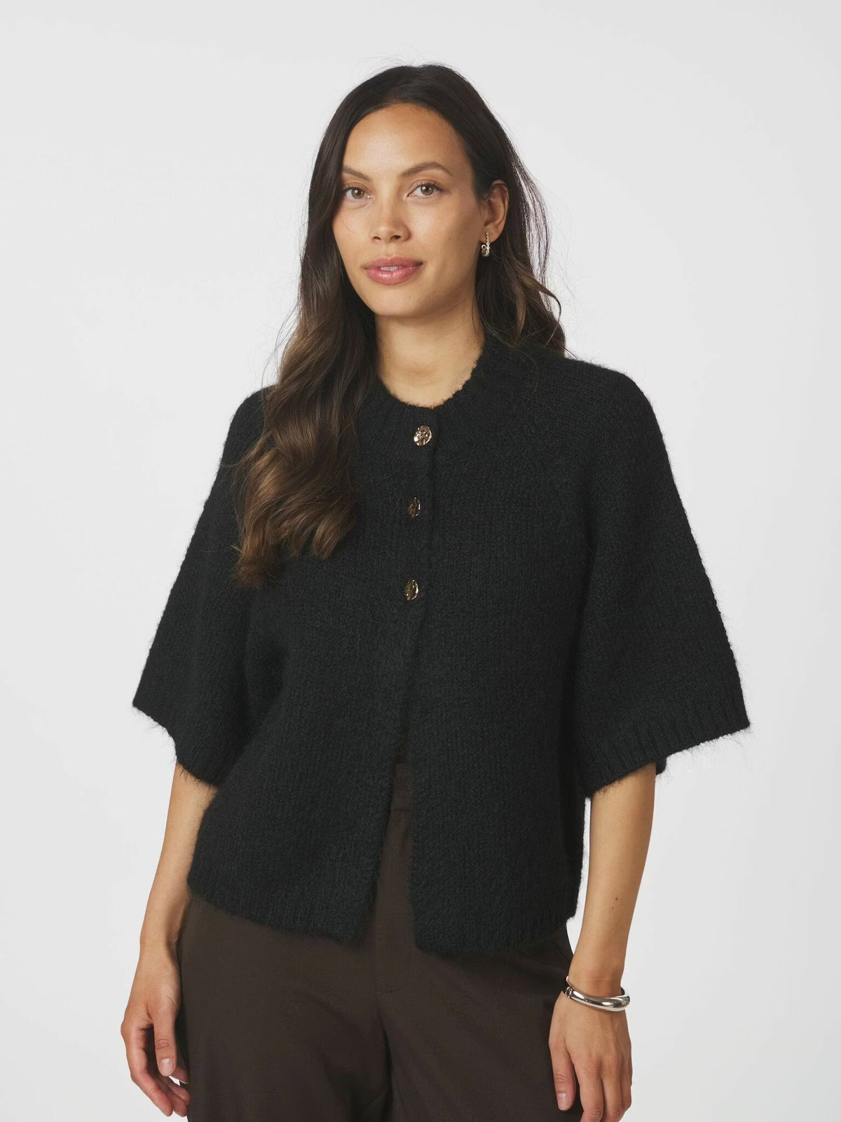 Benuta Fluffy Knit Cardigan Black Neo Noir