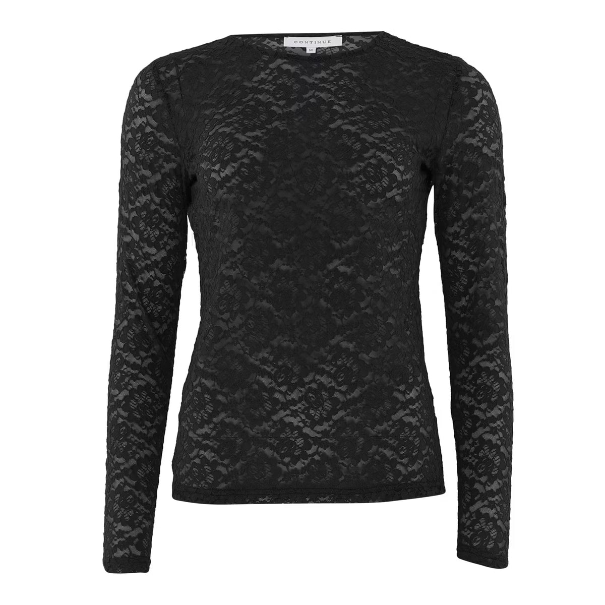 Alberte Lace R Neck Black Continue