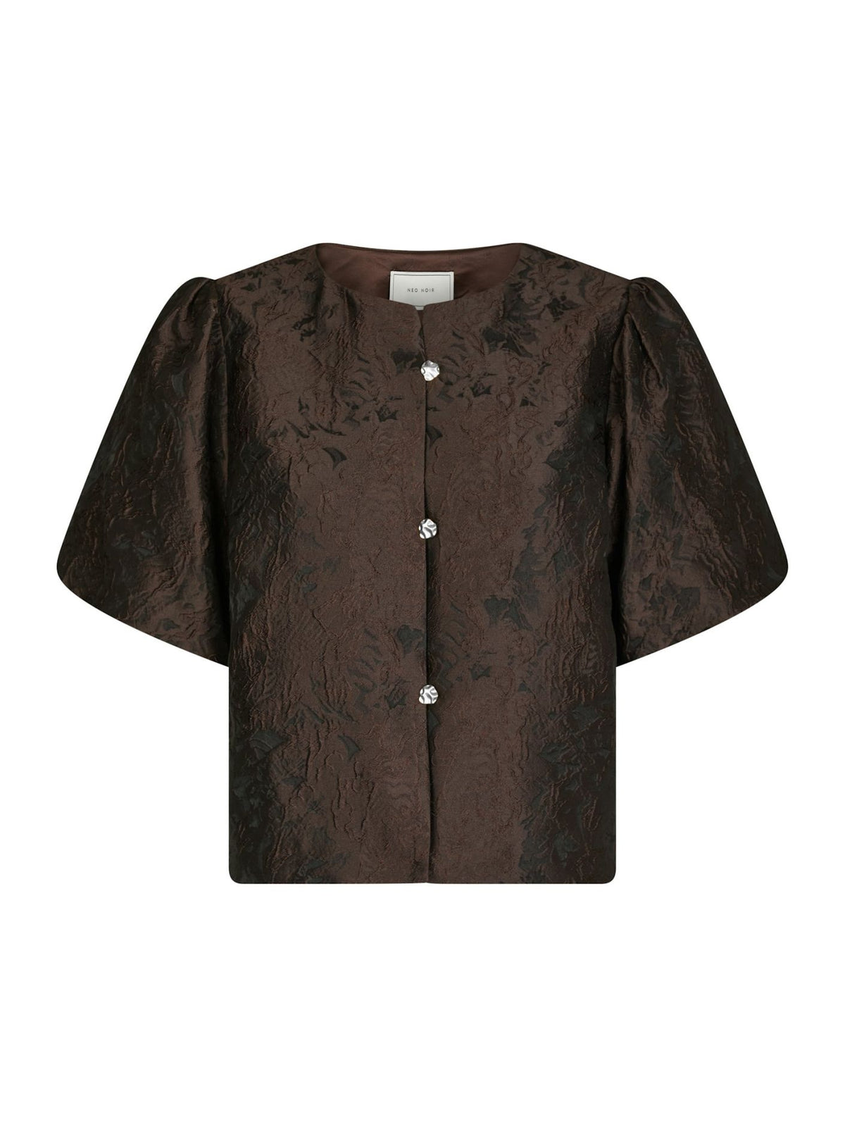 Aisa Brocade Blouse Dark Brown Neo Noir