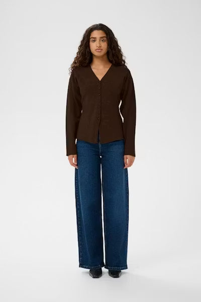 YenahIW Fitted Cardigan Coffee Brown Melange InWear