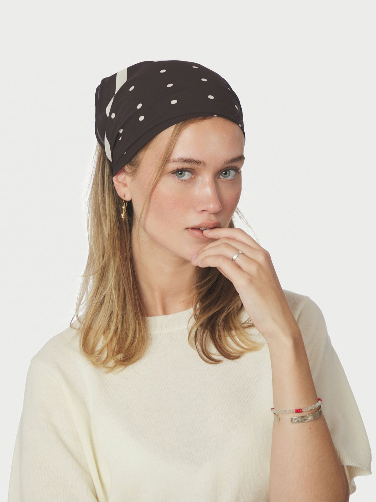 Judy Dot Scarf Dark Brown Neo Noir