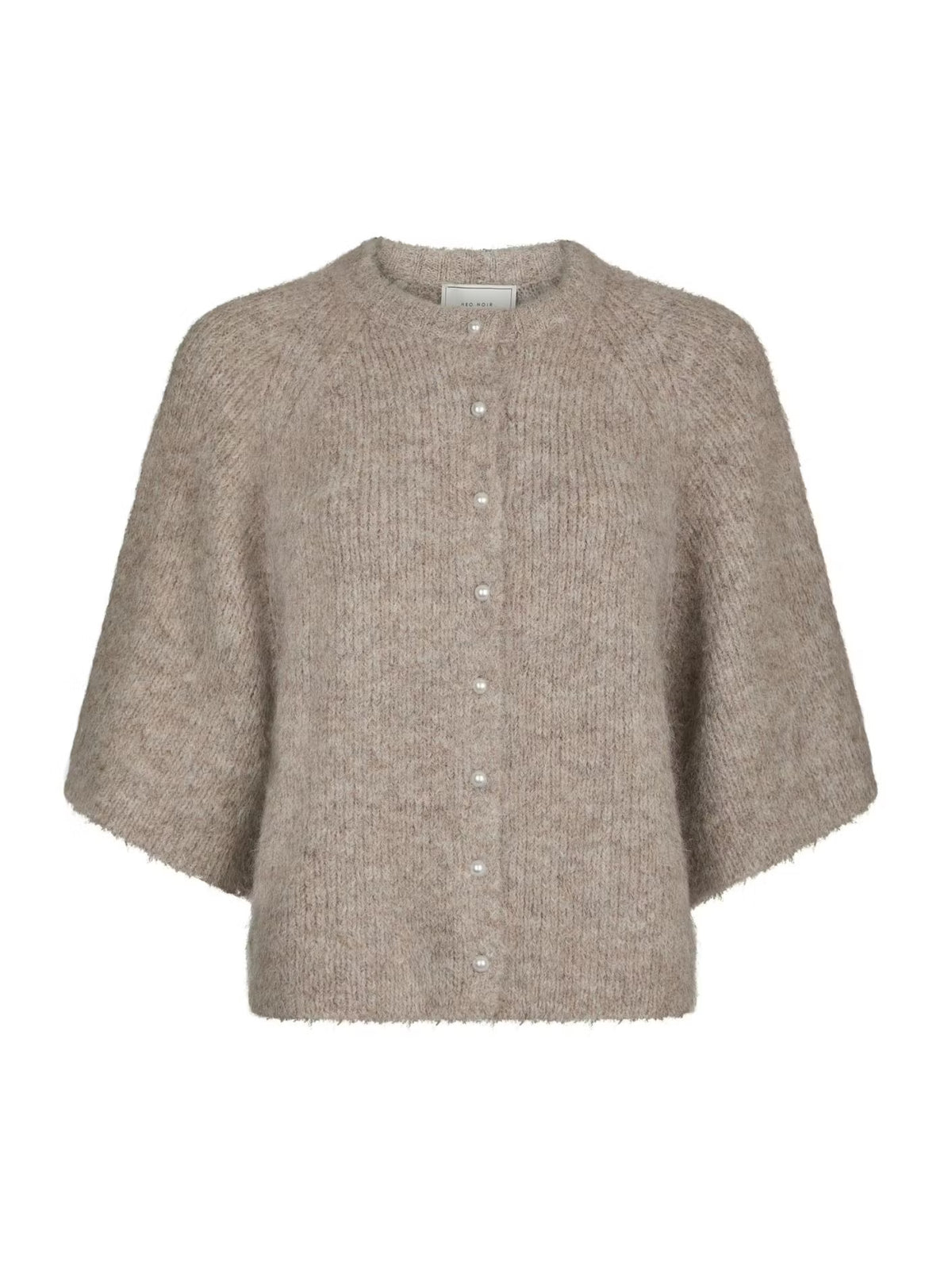 Amaya Fluffy Knit Cardigan Beige Melange Neo Noir