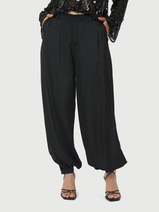 Fayla Drapy Satin Balloon Pants Black Neo Noir