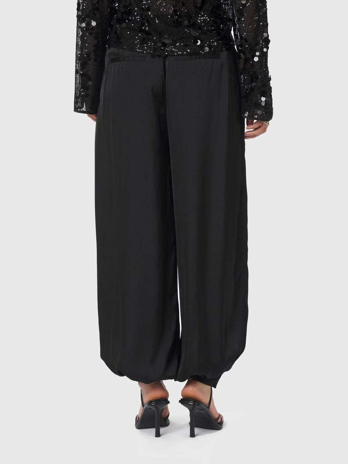 Fayla Drapy Satin Balloon Pants Black Neo Noir
