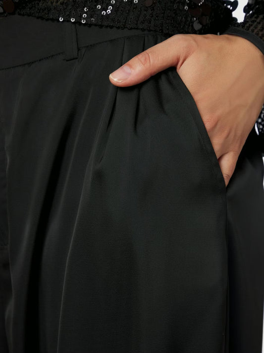 Fayla Drapy Satin Balloon Pants Black Neo Noir