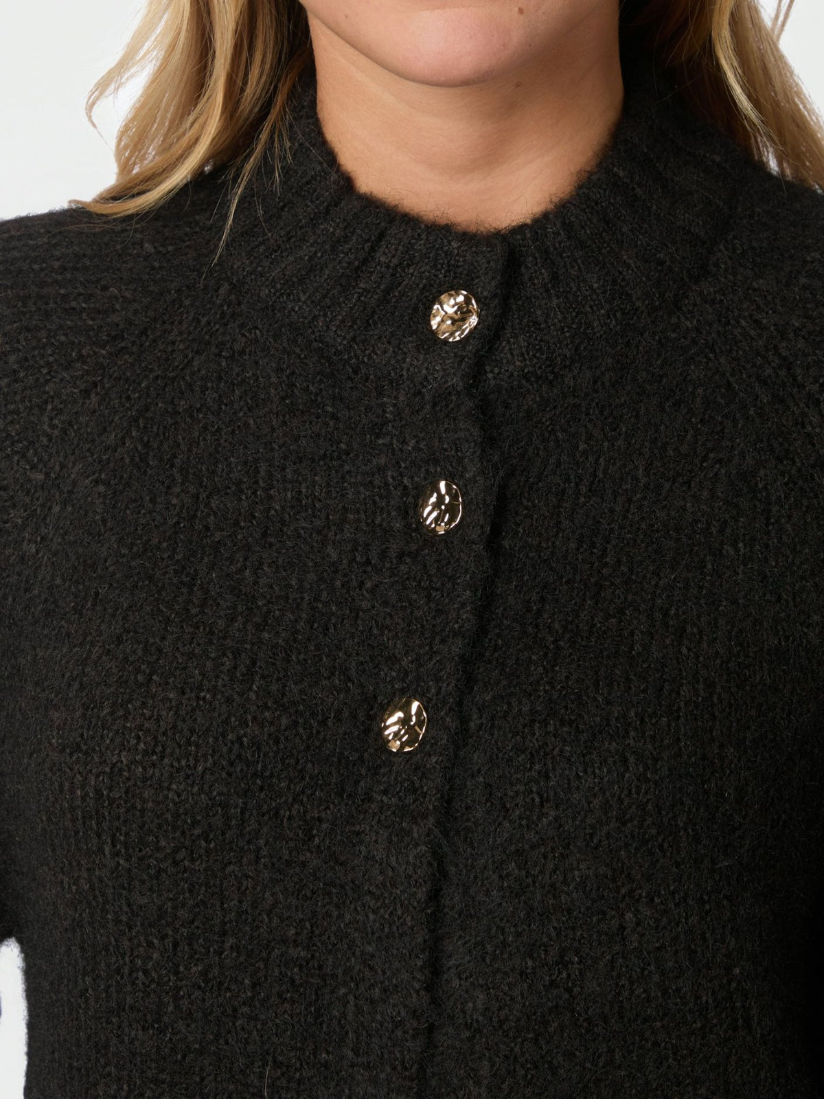Benuta Fluffy Knit Cardigan Dark Brown Neo Noir