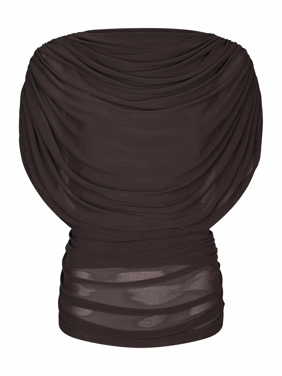 Cottuna Drapy Mesh Top Brown Neo Noir