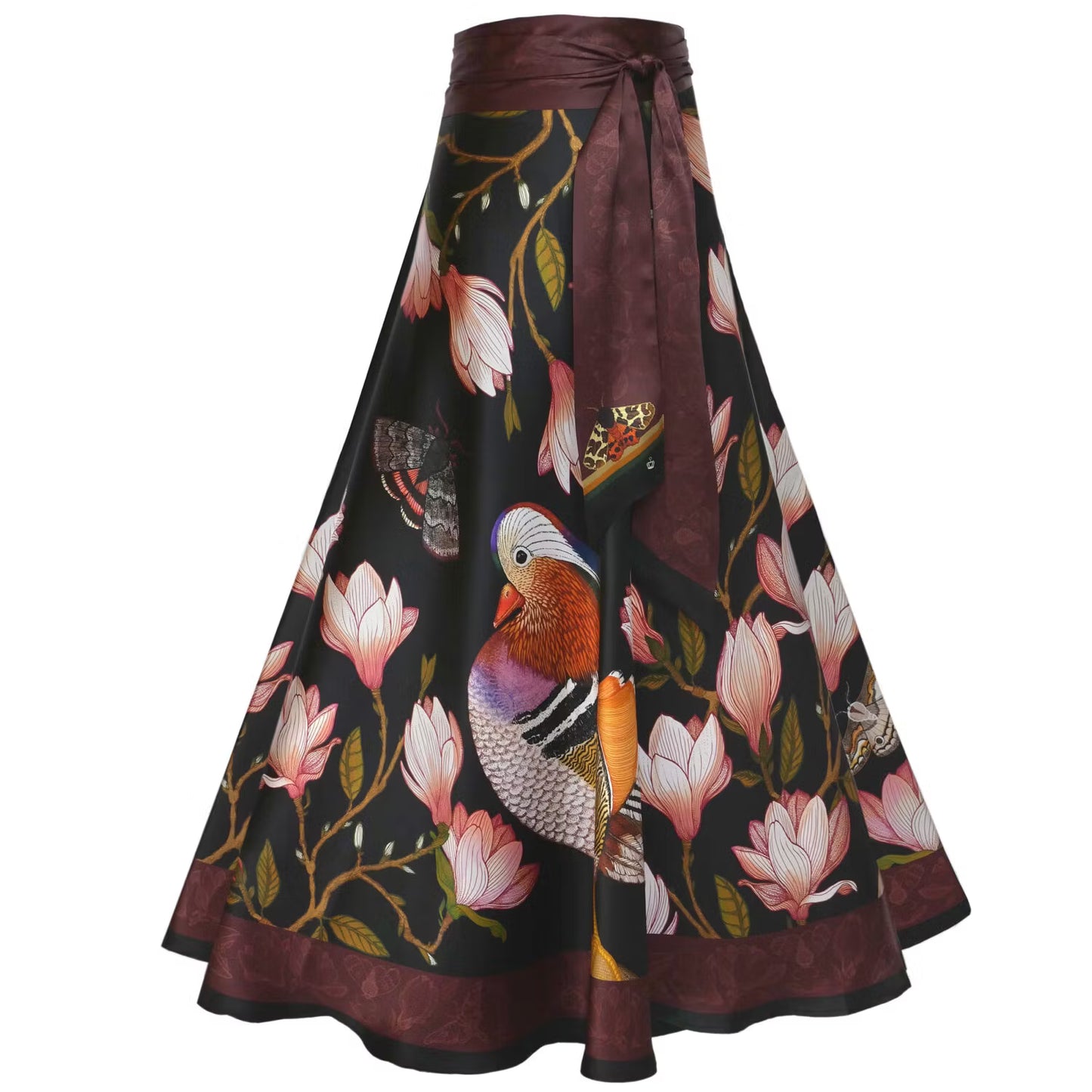 Silk Wrap Skirt Midnight Magnolia Kueen