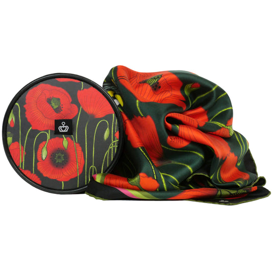 Silk Scarf Sweetly Small Poppy Dark Kueen