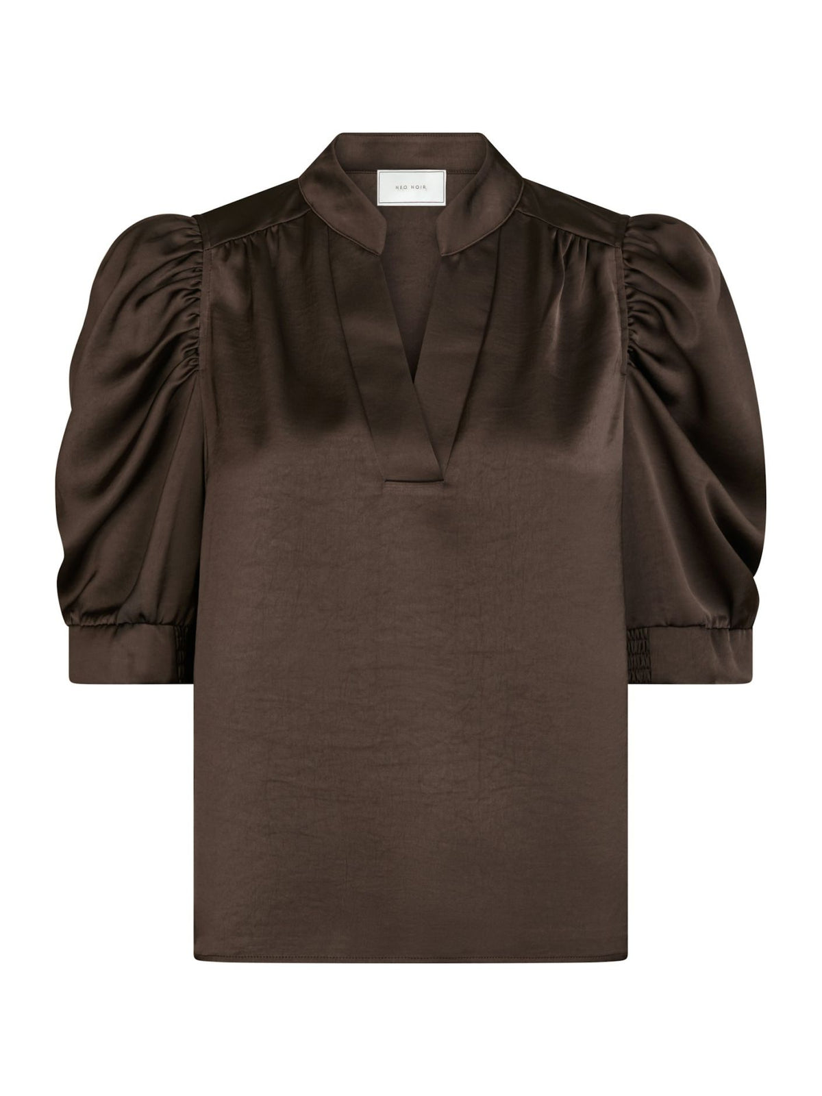 Roella Heavy Sateen Blouse Dark Brown Neo Noir