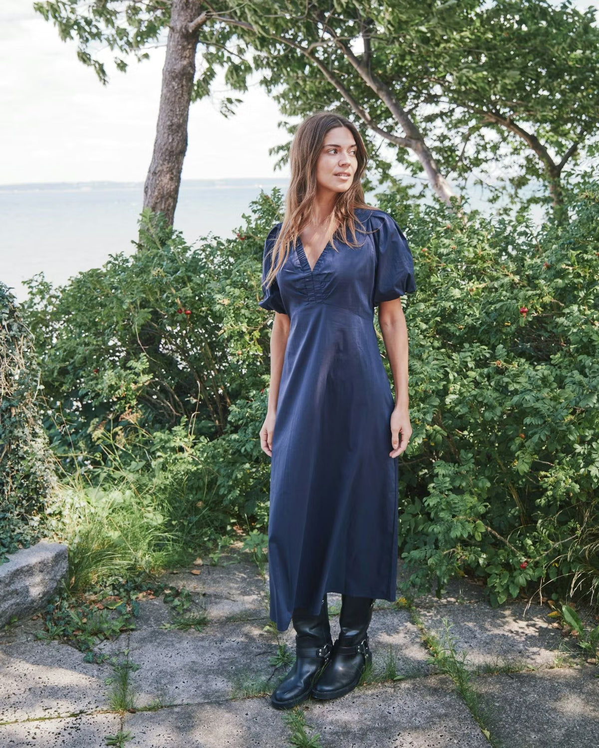 Illana Poplin Dress Navy Neo Noir
