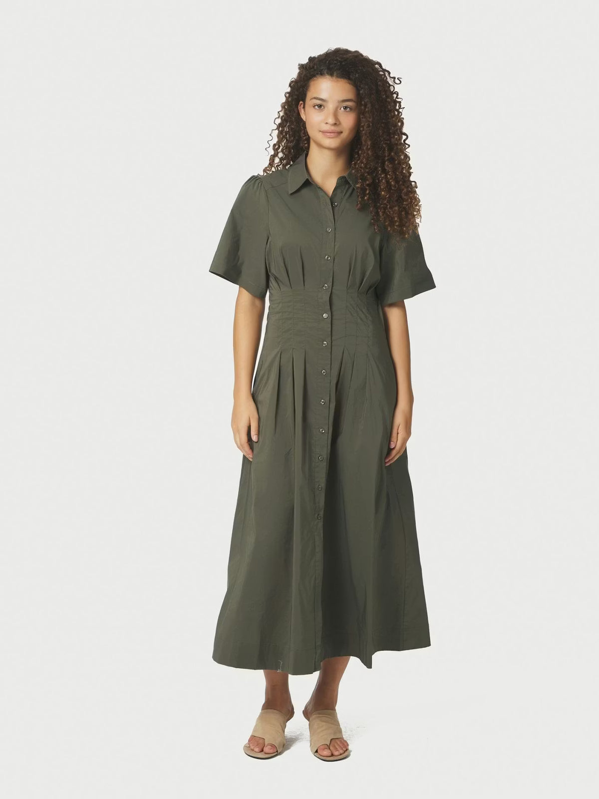 Baia Poplin Dress Army Neo Noir