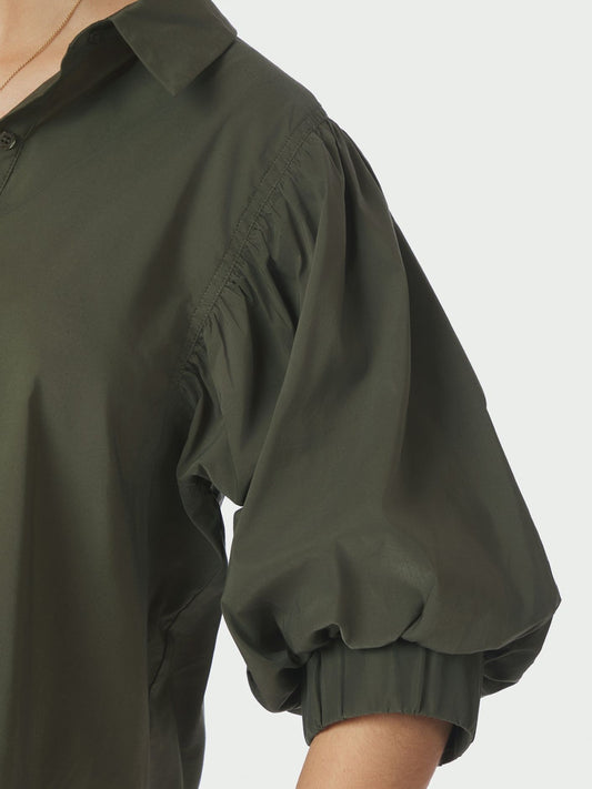 Etta Poplin Shirt Army Neo Noir